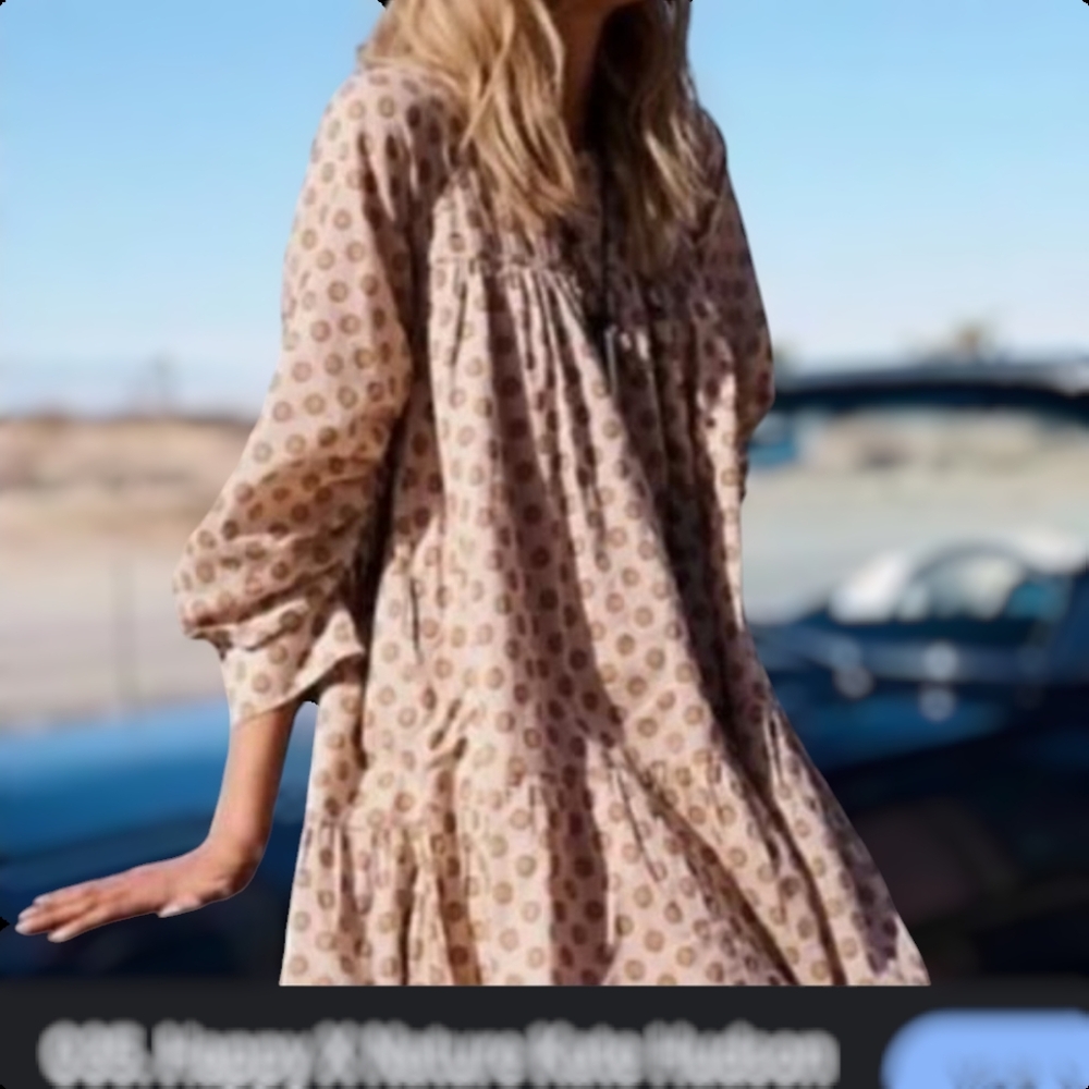 Happy X Nature By Kate Hudson  Polka Dot Ruffled Hem Dress With Ruched...